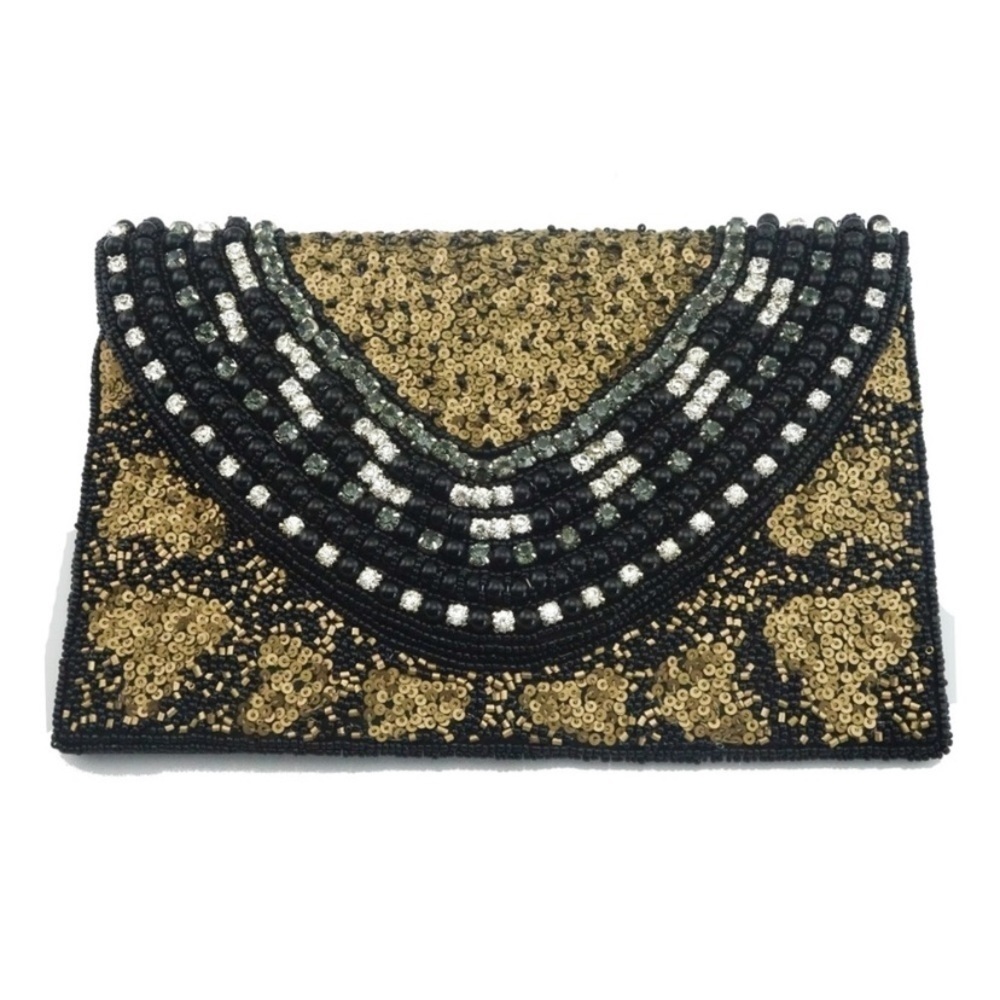Stunning Hand Beaded Black Clutch